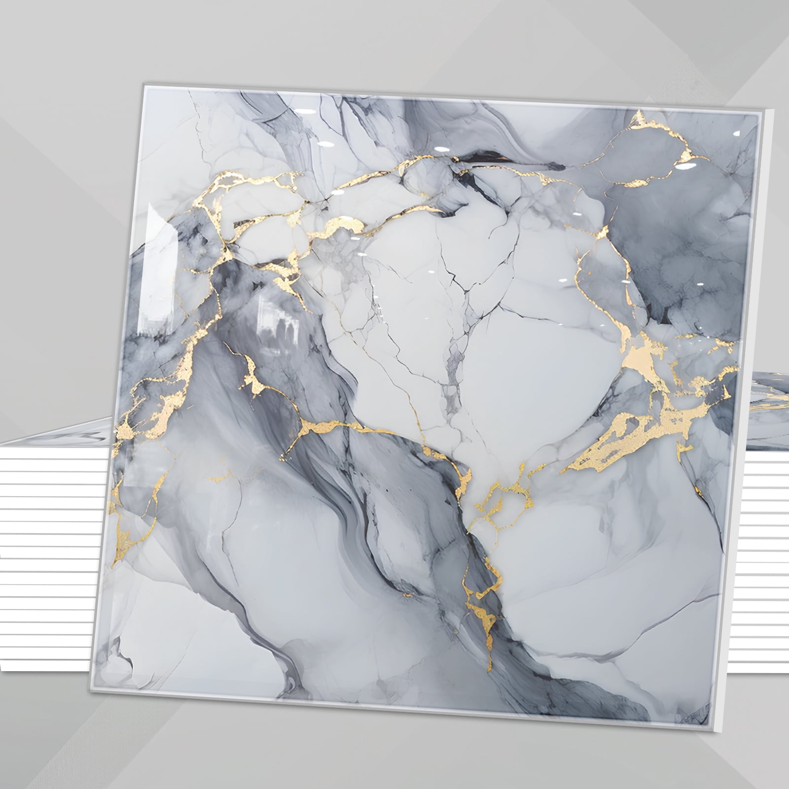 DEWOO 10pcs Peel and Stick Backsplash Wall Tile, Waterproof Peel and Stick Marble Wall Tiles, Self-Adhesive Panels for Bathroom, Kitchen, and Living Room (Dark Gray Marble,12"×12")