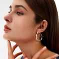 thumbnail image 4 of Alexcraft Teardrop Hoop Earrings for Women - 14k Gold Plated Large Oval Pull Through Hoop Earrings Lightweight Jewelry Gift for Women Teen, 4 of 7