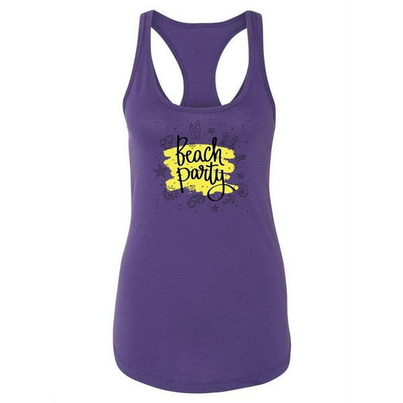 Beach Party, Quote Racerback Tank Women -Image by Shutterstock, Female Large