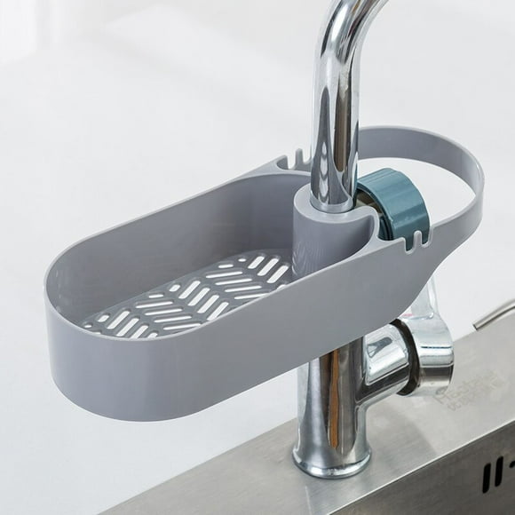 Telescopic Sink Shelf Adjustable Soap Sponge Drain Rack Multifunctional Drain Basket Bathroom Storage Rack Kitchen Accessorie-Gray