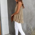 thumbnail image 4 of Camiseta sin mangas para mujer, cuello redondo, dobladillo con volantes, tipo suelto, Color puro, Top de verano para uso diario, 4 of 6