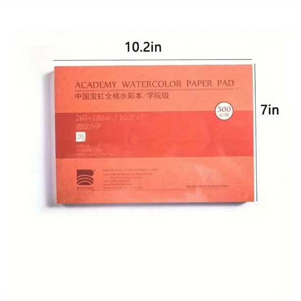 10X7" Bloc De Acuarela, 20 Hojas (140lb/300gsm), Superficie Lisa 100% Algodón Bloc De Acuarela, Prensado En Caliente, Prensado En Frío, Papel Sin Ácido, Bloc De Dibujo De Arte Para Pintar Y Dibujar, H