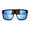Black Blue Mirror, variant on Mens 80s Futuristic Robotic Shield Sport Horn Rim Sunglasses Black Smoke