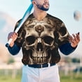 thumbnail image 5 of KLL Metal Style Horned Skull for Men's Baseball Shirts,Short Sleeve Casual Shirts Button Down Shirt for Men Beach Summer Wedding Shirt-4X-Large, 5 of 7