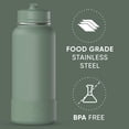thumbnail image 6 of Hydrapeak 32oz Sport Insulated Water Bottle with Straw & Chug Lid, Leak & Spill Proof, Keeps Drinks Cold for 24 Hours, Hot for 12 Hours, Premium Stainless Steel Water Bottles (32oz, Sage Leaf), 6 of 6