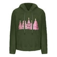 thumbnail image 5 of yoeyez Christmas Hoodie Sweatshirts for Women Xmas Fuzzy Fleece Sweatshirt Faux Shearling Warm Sherpa Pullover Tops with Hood Army Green,S, 5 of 5
