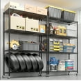 thumbnail image 2 of Ktaxon 4 Tier Wire Shelving with Wheels, 46"W x 17.7"D x 65"H Multifunctional Storage Rack Metal Garage Shelves Organizer, Capacity for 800lbs, Black, 2 of 13