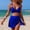 Blue, variant on Women's Bikini Set 2 Piece High Waisted Tummy Control Swimsuit Halter Wrap Top Split Swim Skirt Bathing Suit