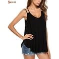 thumbnail image 2 of Spencer Women's Loose Fit Flowy V Neck Tank Tops Summer Casual Spaghetti Strap Sleeveless Sexy Pleated Cami Shirt Plus Size (XL,Black), 2 of 6