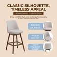 thumbnail image 2 of ROME + OAK Rowan 26" Swivel Counter Stool in Walnut Finish with White Fabric Seat, Set of 3, 2 of 13