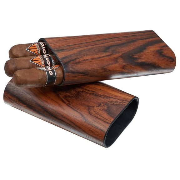 Visol  Bruce Natural Wood Cigar Case - 3 Cigars