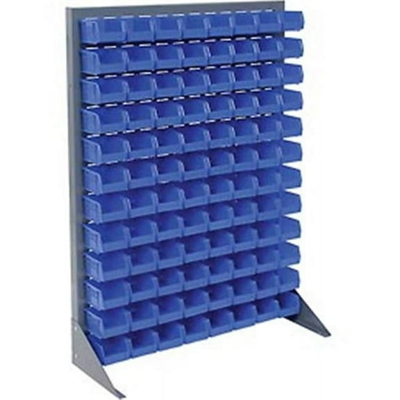 Singled Sided Louvered Bin Rack - Blue - 35 x 15 x 50 in.