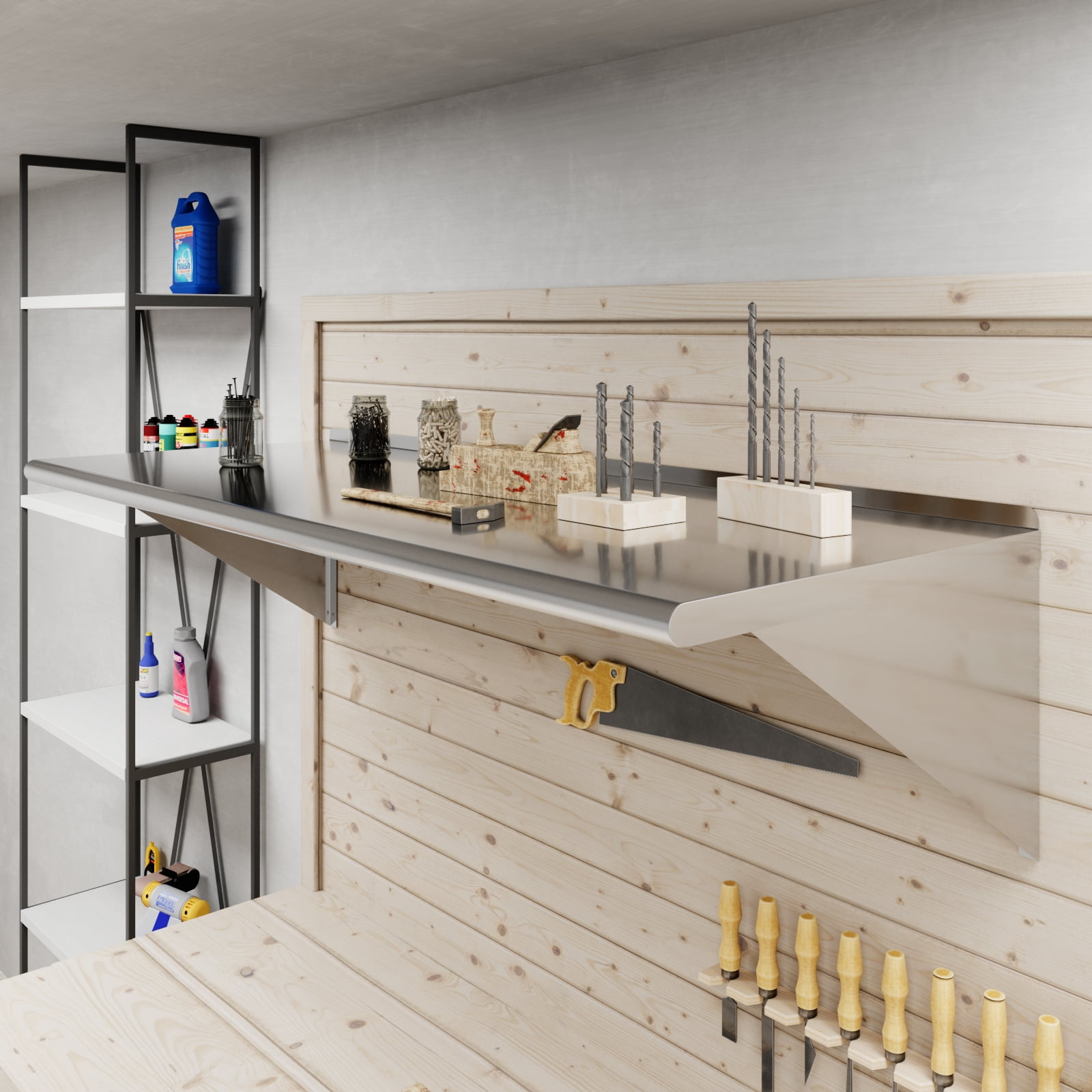 AmGood 24 in. x 60 in. Stainless Steel Wall Shelf | NSF Certified | Appliance & Equipment Metal Shelving | Kitchen, Restaurant, Garage, Laundry, Utility Room