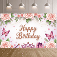 thumbnail image 7 of Decorative Design Happy Birthday Banner Floral Theme Gift Elements Butterfly Decorations for Birthday Party Celebration Indoor Decoration, 7 of 7