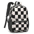 thumbnail image 2 of Black and White Checkered Pattern 17" School Backpacks for Teens,Waterproof Oxford Fabric,S-Shape Padded Straps for School,Travel,Hiking,Camping, 2 of 6