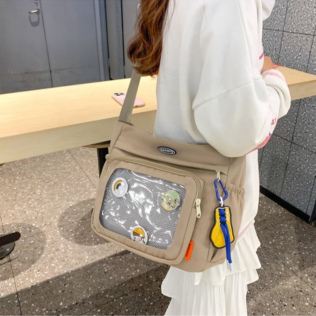 Osdhezcn Eye Catching Women's Ita Bag Japanese Style Cute Pin Display Bag Large Capacity Handbag Crossbody Purse