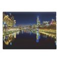 thumbnail image 1 of City Cutting Board, Looking down the Yarra River on a Night in Melbourne Water Reflection, Decorative Tempered Glass Cutting and Serving Board, Large Size, Indigo Yellow, by Ambesonne, 1 of 1
