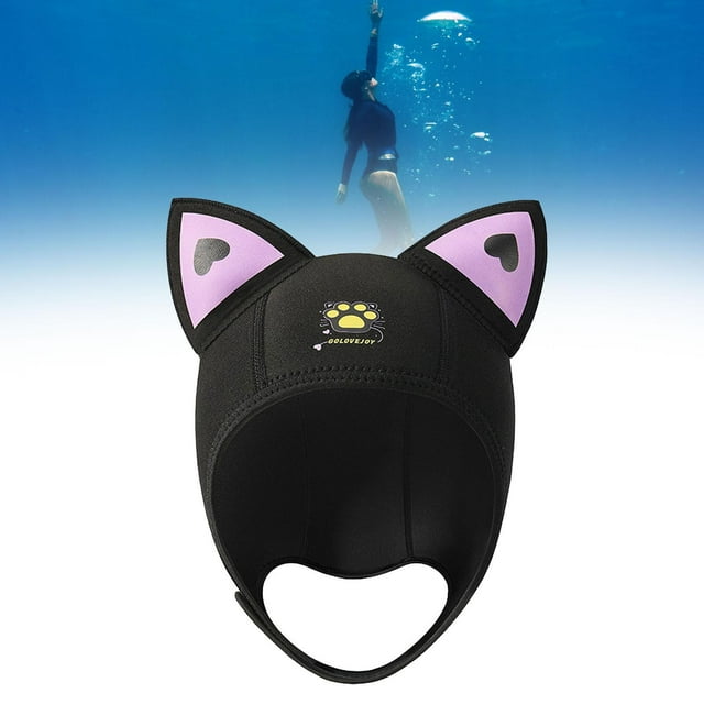 Orejas de Gato Capucha de Buceo Neopreno Lindo Gorro de Surf para Canotaje Rafting Natación Negro