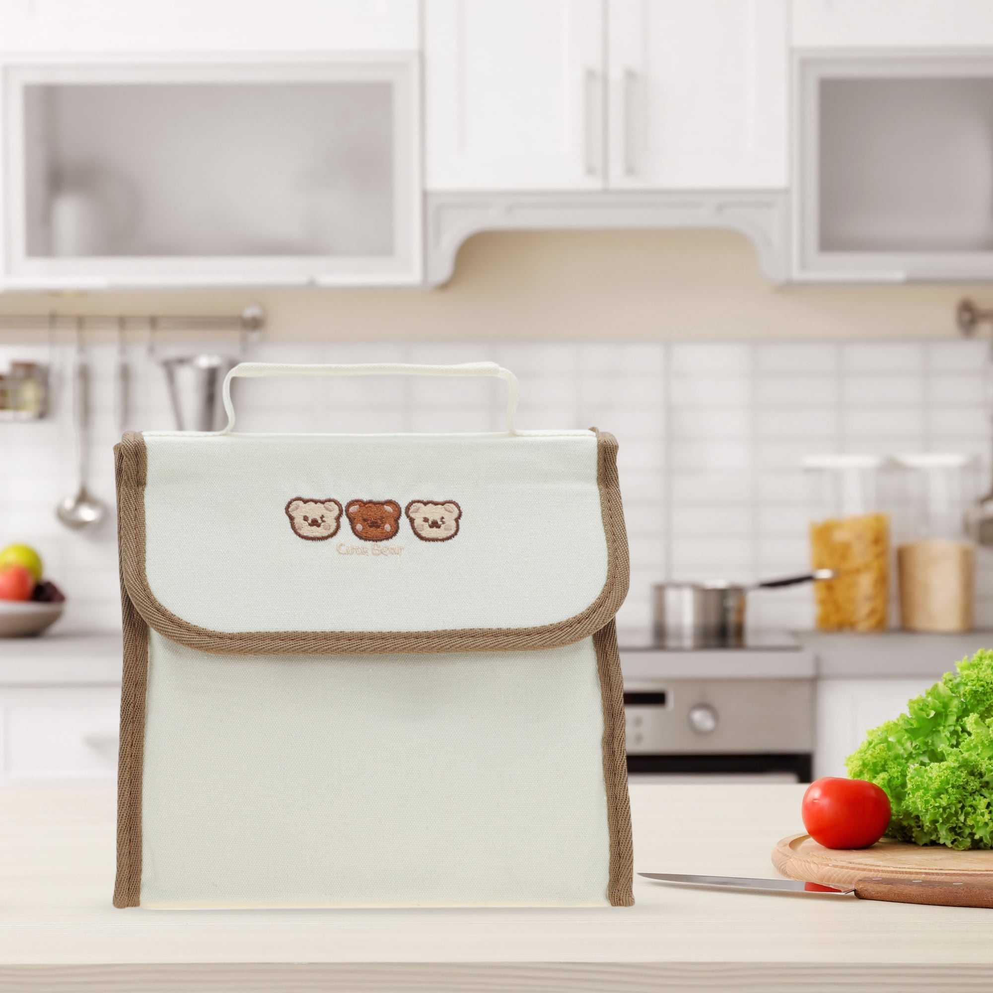 Unique Bargains Flip Cover Lunch Bag 1 Pc Beige, Brown