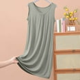thumbnail image 2 of Royisotas Casual Nightgowns for Women Crew Neck Pajamas Short Loose Army Green Solid Color Juniors Nightdress, 2 of 7