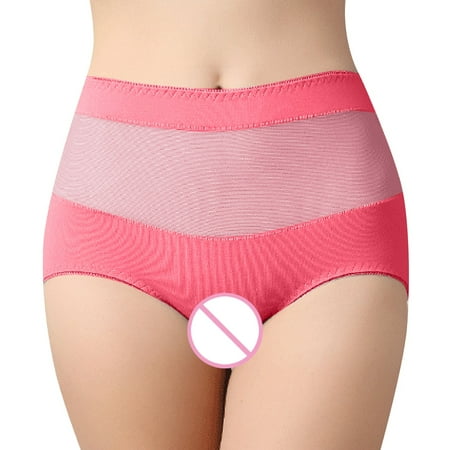 PEASKJP Hipster Underwear for Women Stretch Underwear High Waist Cotton Briefs Ladies Panties Tummy Control Panty Full Coverage Watermelon Red XX-L