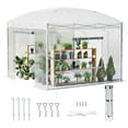 thumbnail image 2 of Jocisland 9.7x9.7×8.5 ft Upgraded Pop-up Portable Walk in Greenhouses for Outdoors with Adjustable Reinforced Frame, with Roll-up Zipper Door, White, 2 of 9