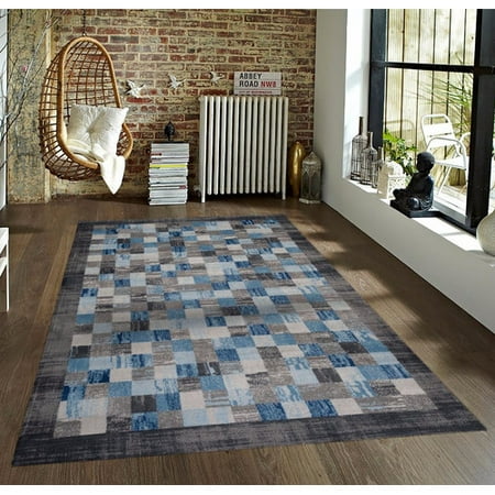 Persian Rugs Tobis Gray Blue Indoor Outdoor Area Rug