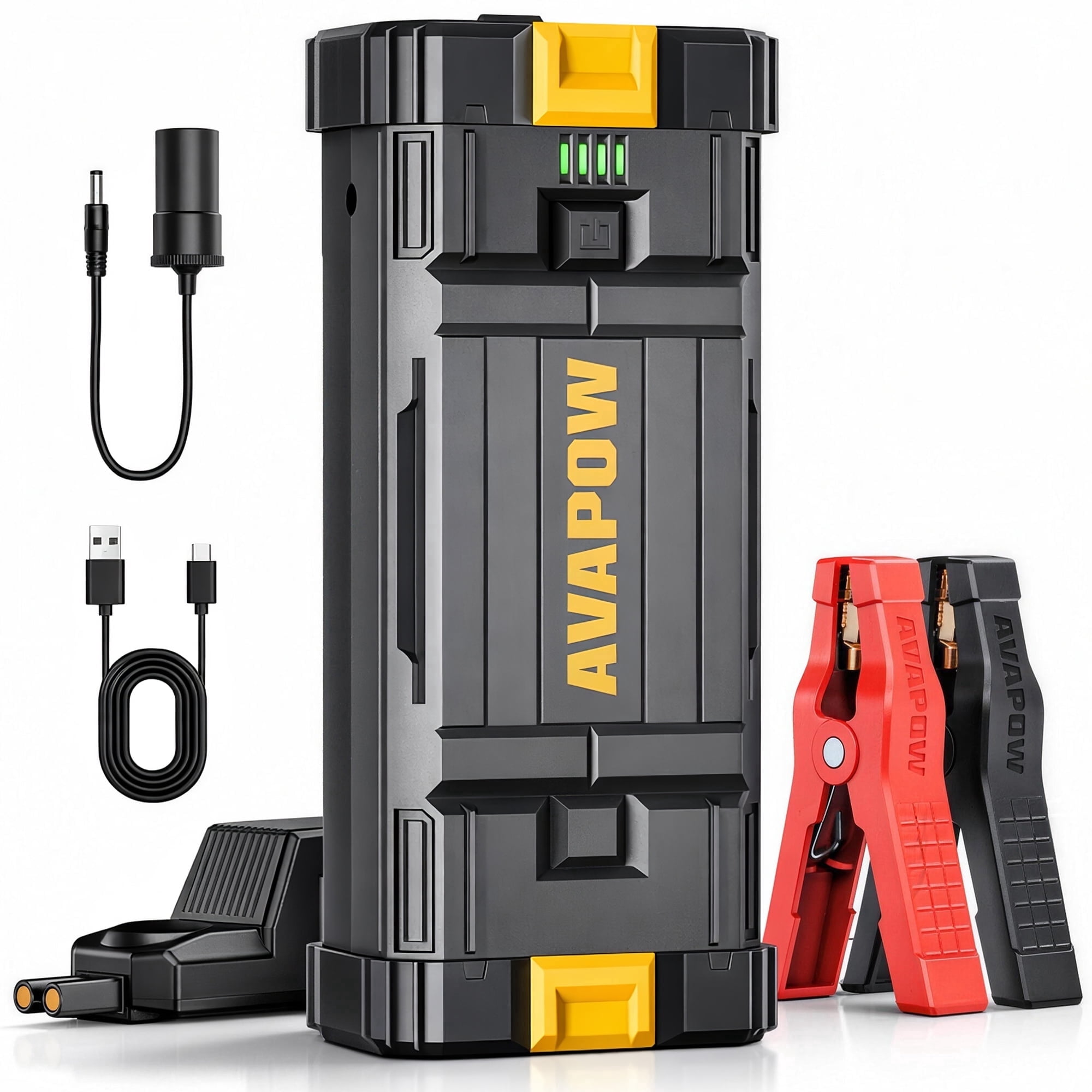 AVAPOW 4000A Peak Car Jump Starter, 27800mAh Battery Jump Starter, Portable Battery Booster, 12V Jump Box with LED Light, USB QC 3.0, Yellow