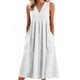 thumbnail image 3 of TaTaai Women's V-Neck Maxi Dress Sleeveless Linen Feel Solid Color Casual Pocket Detail Crinkle Texture Loose Fit Summer Gift, 3 of 5