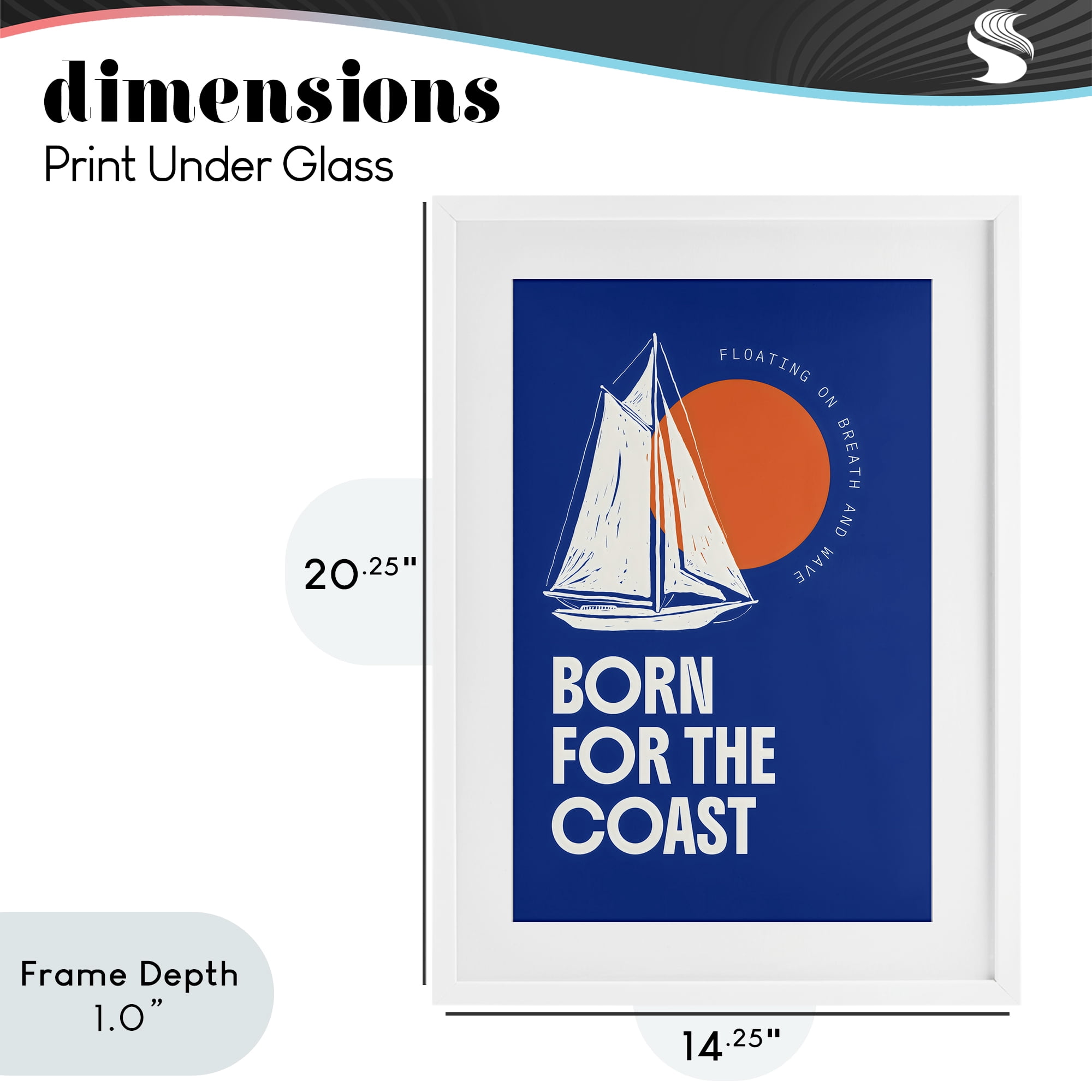 Stupell Industries Born For The Coast White Framed Print Under Glass, design by Creative Studio