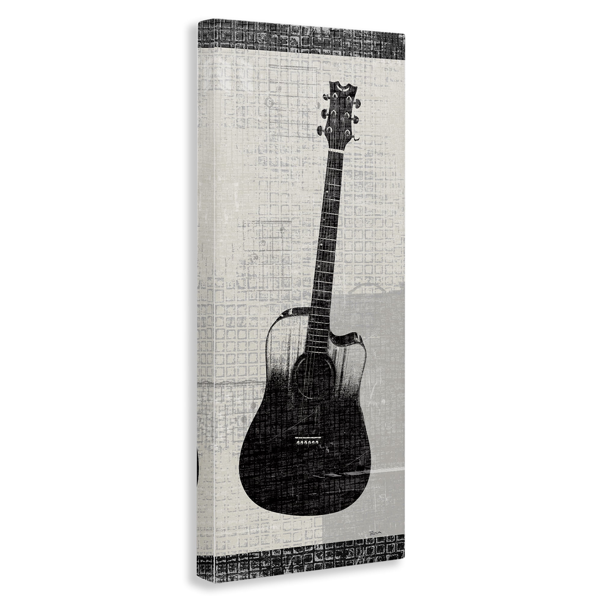 Stupell Industries Patterned Acoustic Guitar Performing Arts Painting Gallery Wrapped Canvas Art Print Wall Art, 20 x 48