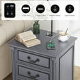 thumbnail image 4 of Farmhouse Nightstand with Gun Drawer and 3 Large Storage Drawers,Smart Bedside End Table with LED Light and Human Sensor Charging Station(Grey), 4 of 7