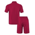 thumbnail image 5 of KKBOTIVE Men's Outfit Set Button Up Fashion Short Sleeve Tops and Shorts Set Summer Mens Sweatsuits, Wine Size: M, 5 of 9