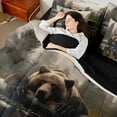 thumbnail image 4 of Feelyou 3D Brown Bear Bedding Comforter Set 7pcs, Jungle Wildlife Print King Bedding Sets, Countryside Style Reversible Bed Sheets, Breathable Home Decor, 4 of 7