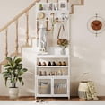 thumbnail image 5 of Danolapsi Hall Tree with Doors White 72.8in Coat Rack Shoe Storage Narrow Coat Tree Shoe Shelf Organizer with 7 Hooks,Multifunctional Hallway Shoe Cabinet for Entryway Bedroom and Mudroom, 5 of 8