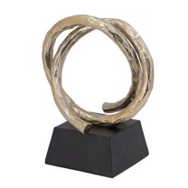 A&B Home Gold Abstract Loop Statue on Black Base 9.1" x 6.5" x 10.2"