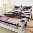 thumbnail image 3 of Manfei Fashion Girls Dress Bed Sheets,Perfume Bags High Heels King Sheets,Black White Stripes Lines Sheet Set For Kids,Breathable Home Decor,4-Piece, 3 of 7