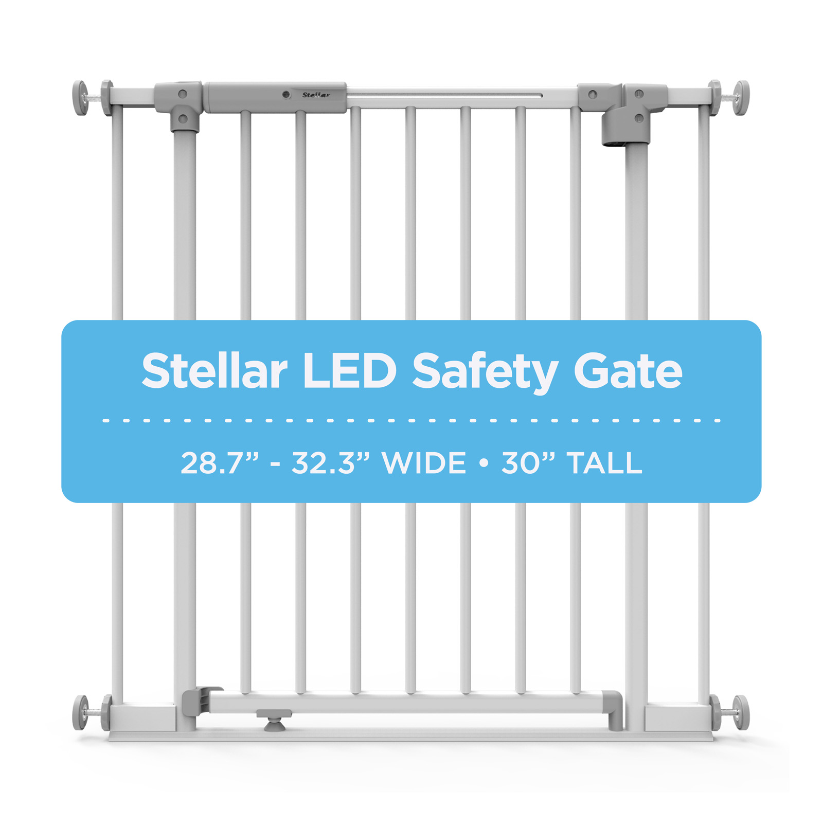 Perma Stellar LED Baby Gate for 6-24 Months, 30" Tall x 28.8"-32.3", Safe Step & Auto Lock, White - image 2 of 9