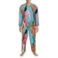 thumbnail image 4 of Bingfone Men'S Pajama Set 2 Piece Loungewear Pjs, Long Sleeve With Pajama Pants-Tropical Jungle Flamingo, 4 of 9