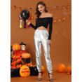 thumbnail image 2 of Pantalones metálicos para mujer, brillantes, brillantes, con cintura elástica, pantalones de chándal holográficos, ropa de calle Punk Hip Hopastilla L, 2 of 6