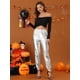 thumbnail image 2 of Allegra K Pantalones metálicos para mujer, brillantes, brillantes, con cintura elástica, pantalones de chándal holográficos, ropa de calle Punk Hip Hopastilla S, 2 of 6