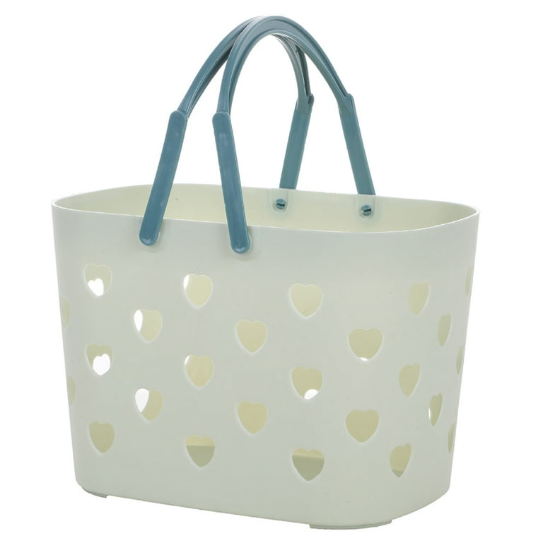 Portable Shower Caddy Tote Heart Shaped Hollow Plastic Storage Basket with  Handle Box Organizer Bin for Bathroom Pantry ASL