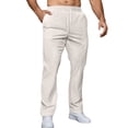 thumbnail image 4 of XIYON Men's Pants Casual Jacquard Drawstring Loose Casual Solid Color Pockets Sports Pants Men Trousers Comfortable, 4 of 5