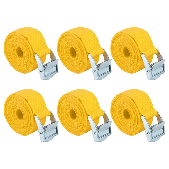 6pcs 6.5ft Cargo Tie Down Straps Lashing Straps Travel Luggage Strap Adjustable w/ Cam Lock Buckle for Car Truck Yellow