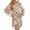 White, variant on Herrnalise Women's Tie Dyed Floral Dresses Autumn Fashion Casual V-Neck Long Sleeves Print Lace-up Dress S-2XL