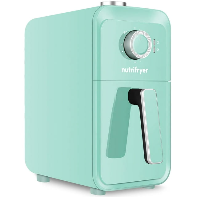 NUTRIFRYER Friteuse à Air Chaud Compacte 4QT, 1400W avec Panier Antiadhésif, 50 Feuilles de Papier Parchemin, Guide de Recettes (Vert)