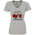 thumbnail image 3 of Inktastic I Sleep Around Stylish Camper Women's V-Neck T-Shirt, 3 of 5