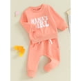 thumbnail image 3 of Bagilaanoe 2PCS Baby Girl Pants Set Toddler Letter Print Long Sleeve Sweatshirt Tops + Sweatpants 3M 6M 12M 18M 24M 3T Kids Casual Sweatsuits, 3 of 9
