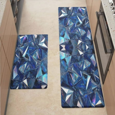 

Anti Fatigue Kitchen Mat Blue Iridescent Kitchen Rugs Non Slip Cushioned Standing Mat for Sink Floor Laundry Office Desk Pro 17.3 x 59