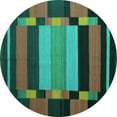 thumbnail image 1 of Ahgly Company Machine Washable Indoor Round Abstract Turquoise Blue Contemporary Area Rugs, 7' Round, 1 of 4